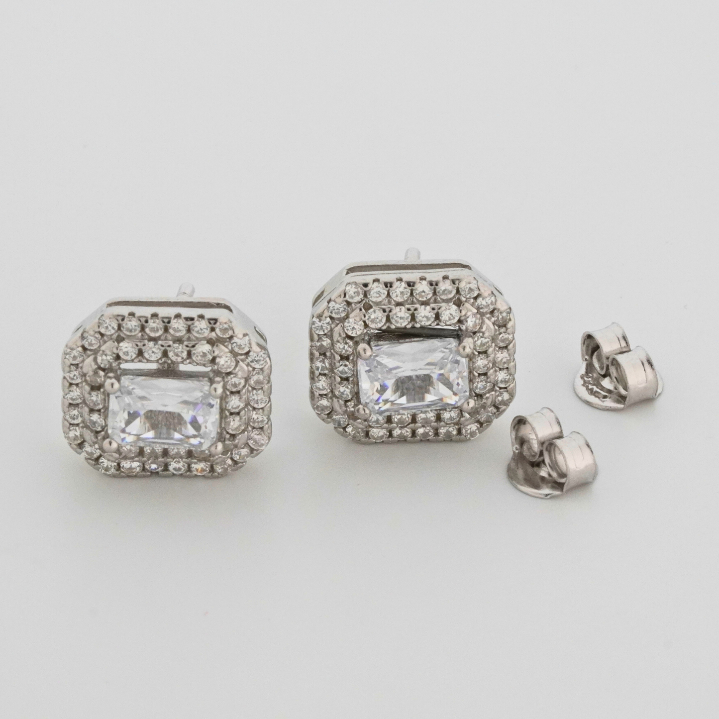 White Quadra Rhodium Earrings