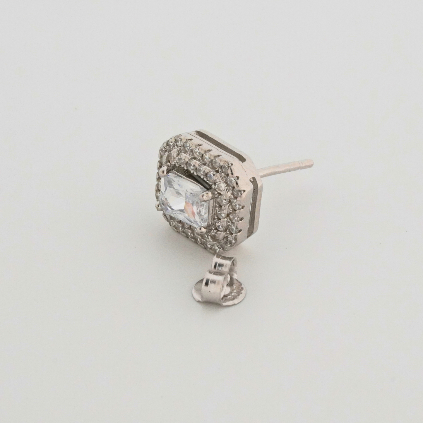 White Quadra Rhodium Earrings