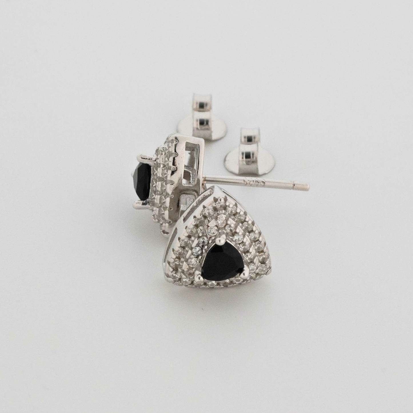 Black Trielle Rhodium Earrings