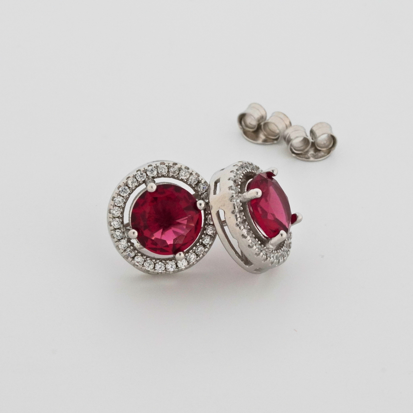 Scarlet Circle Rhodium Earrings