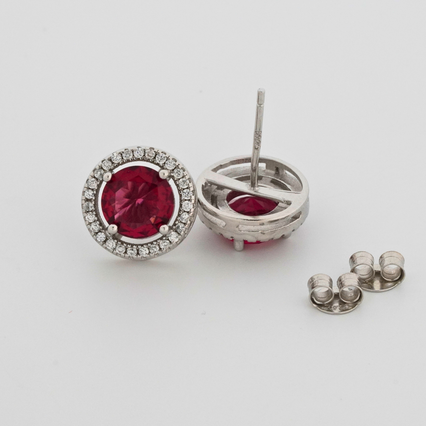 Scarlet Circle Rhodium Earrings