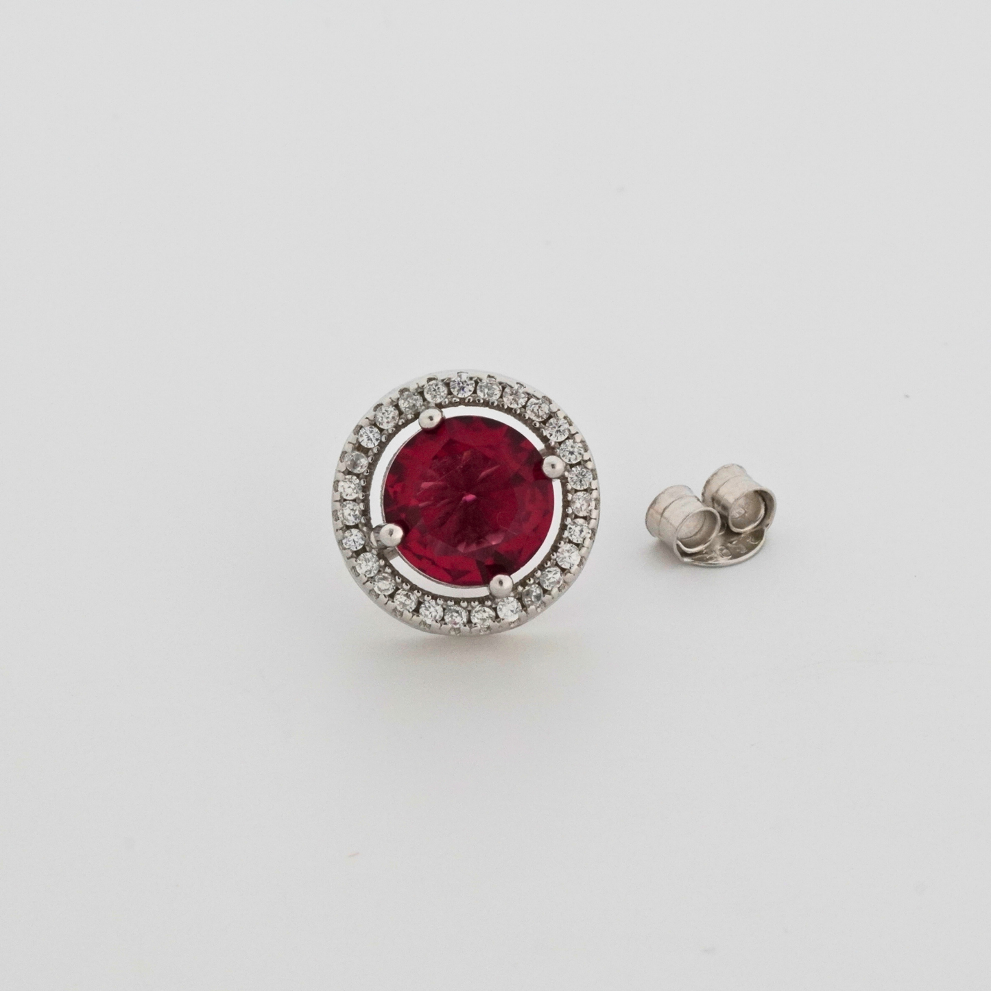 Scarlet Circle Rhodium Earrings