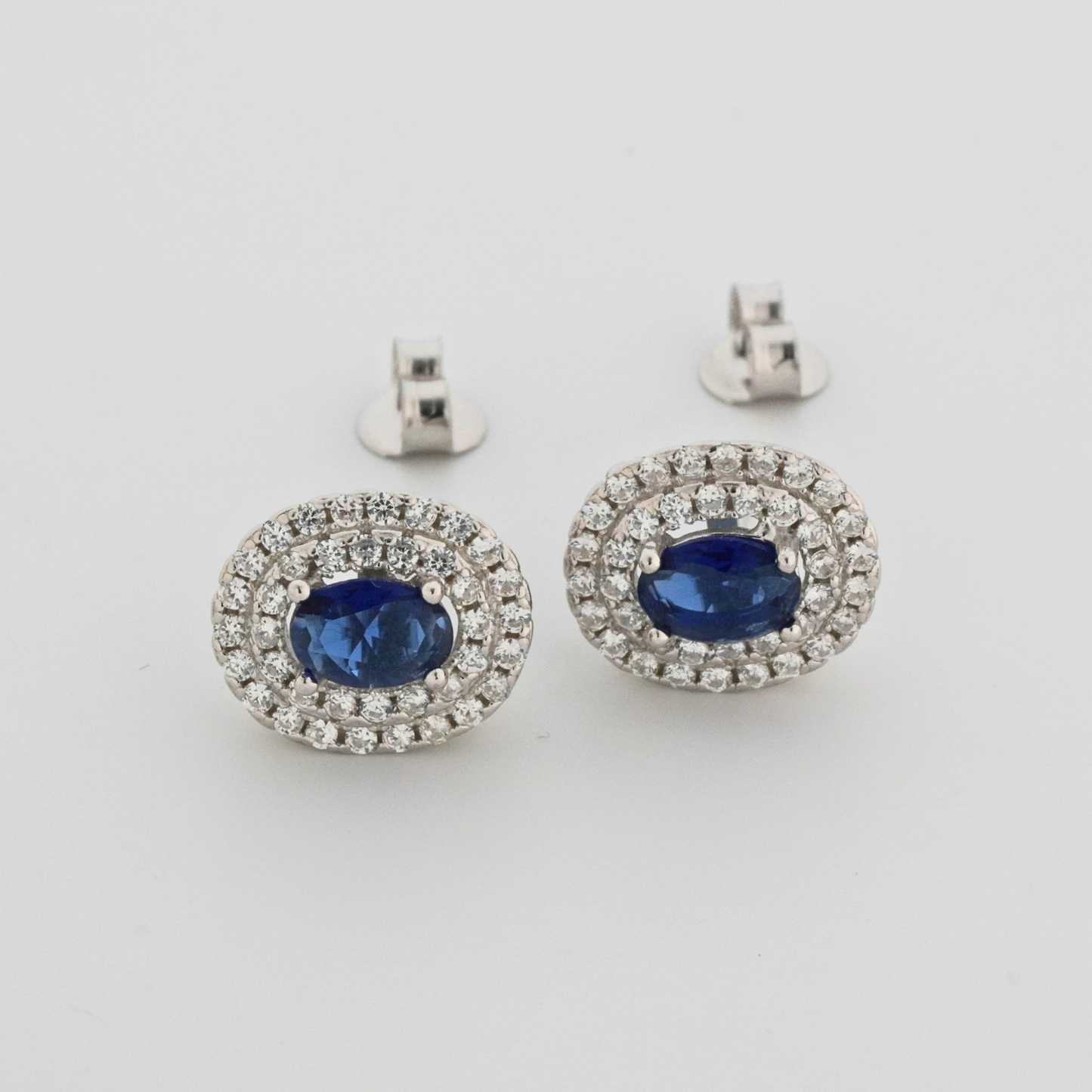Blue Radiance Rhodium Earrings