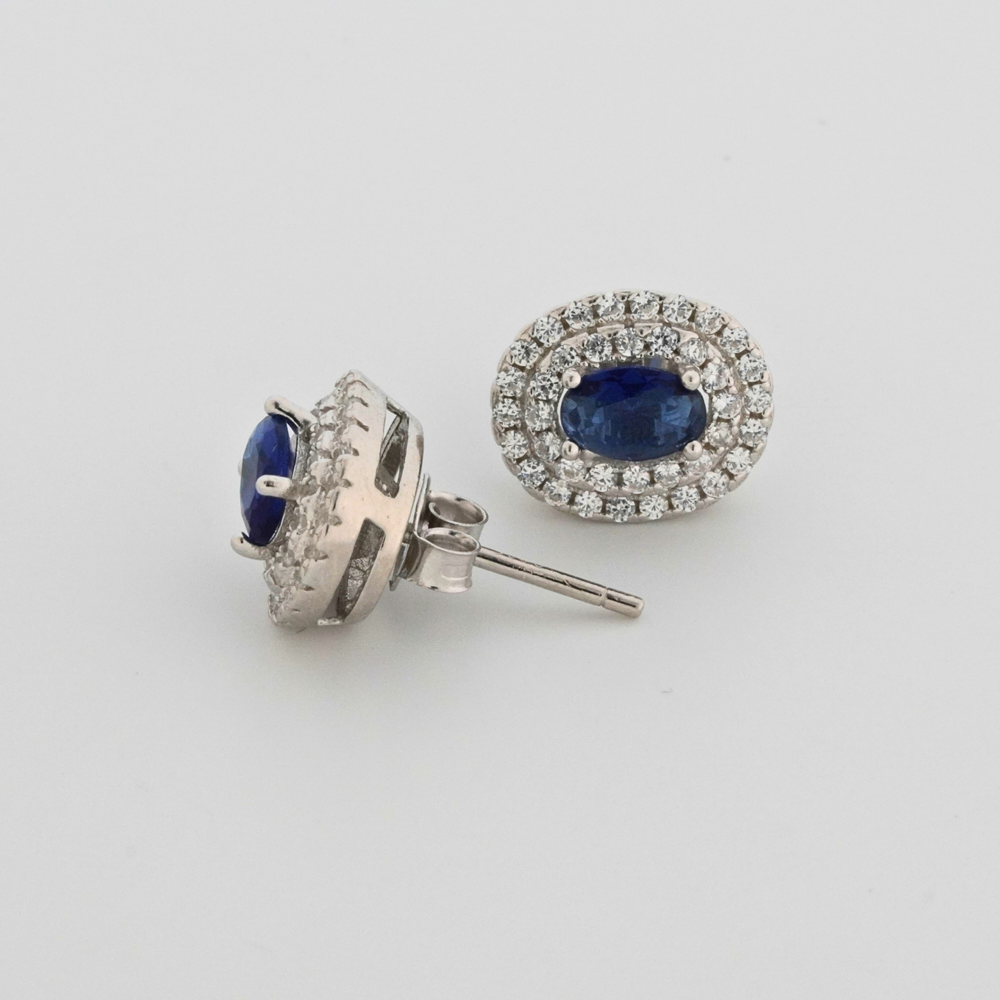 Blue Radiance Rhodium Earrings