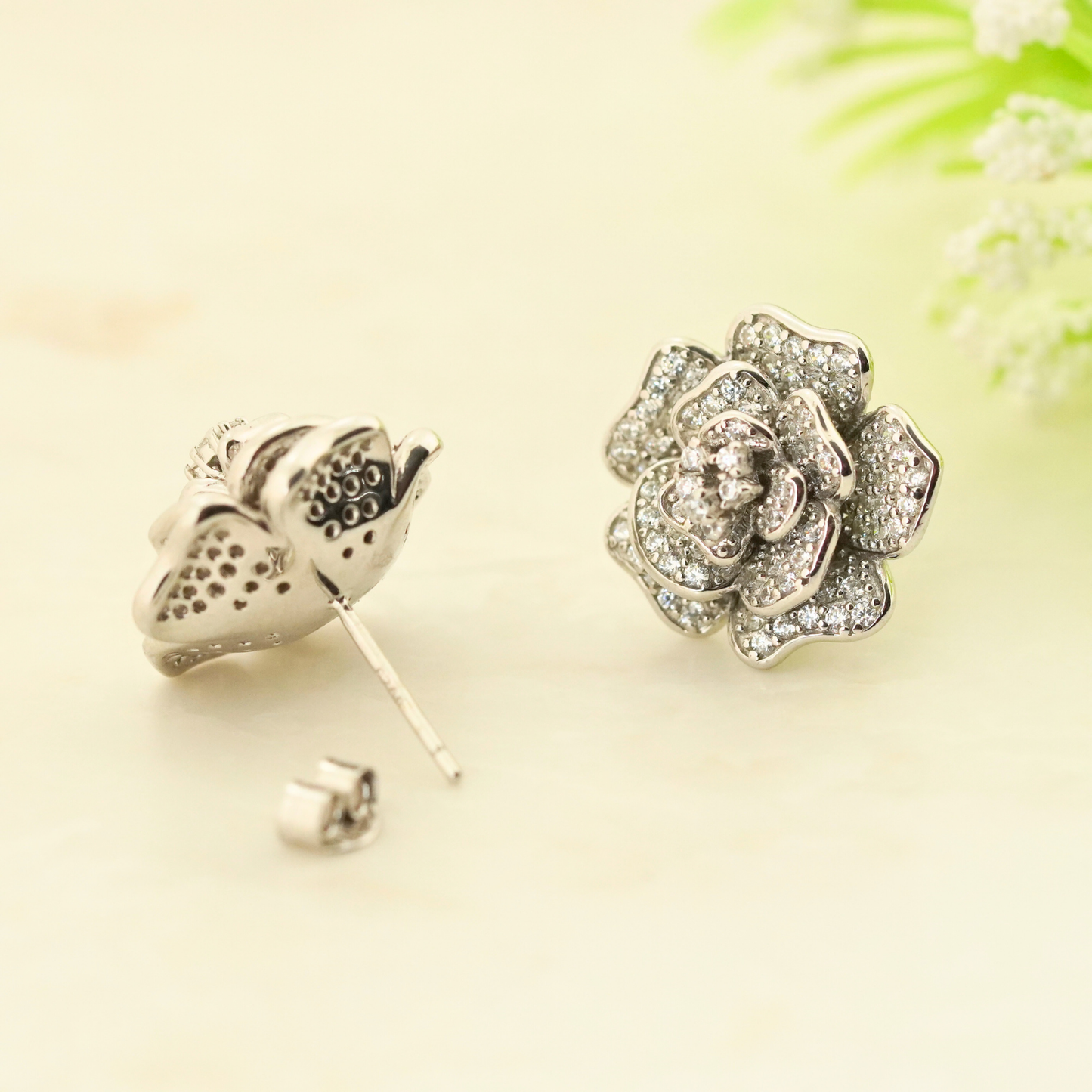 Bloom Rhodium Earrings