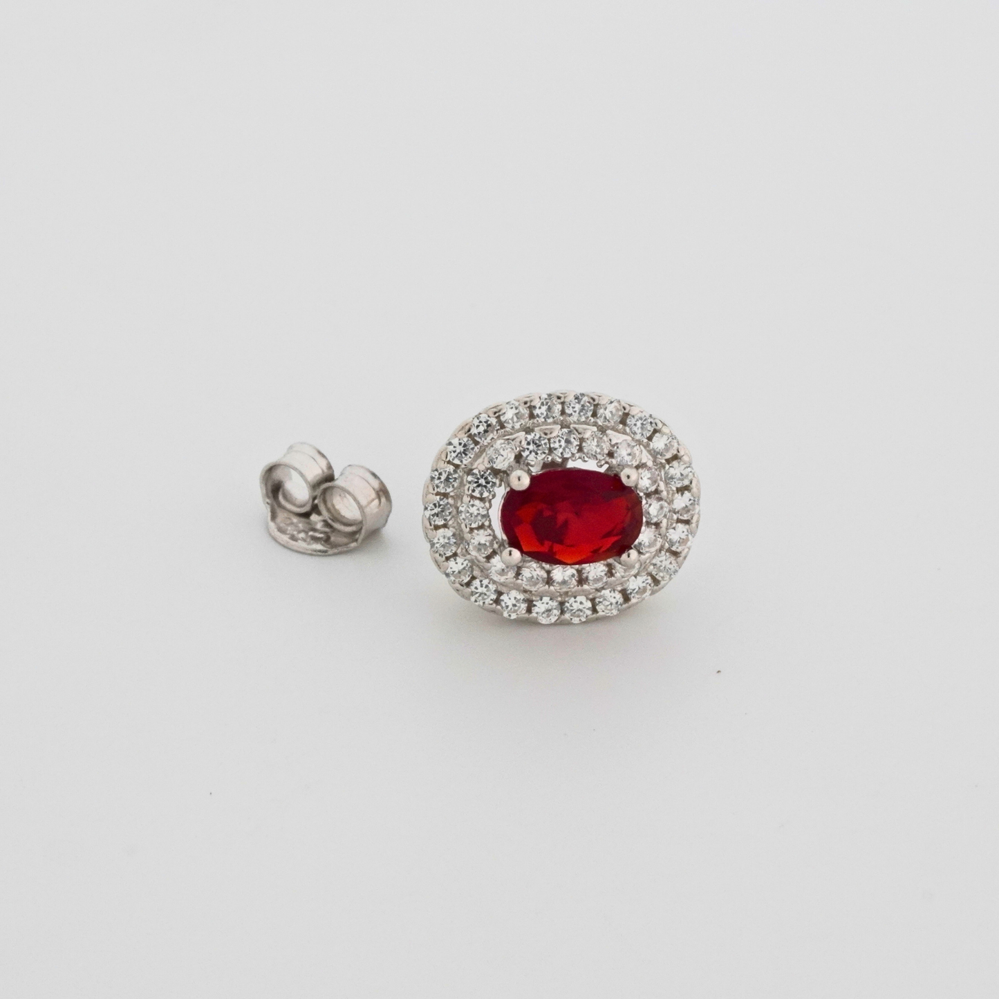 Red Radiance Rhodium Earrings