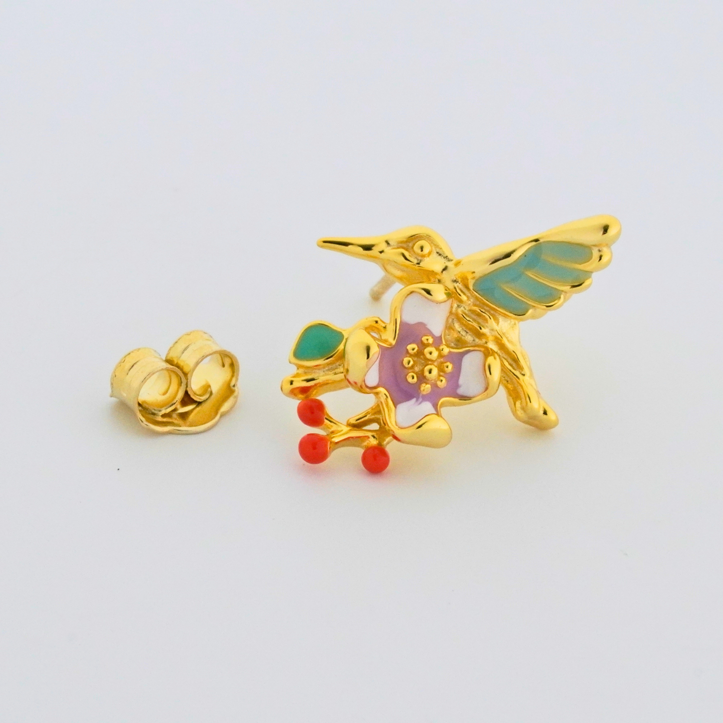 Plume Enamel Rhodium & Gold Earrings