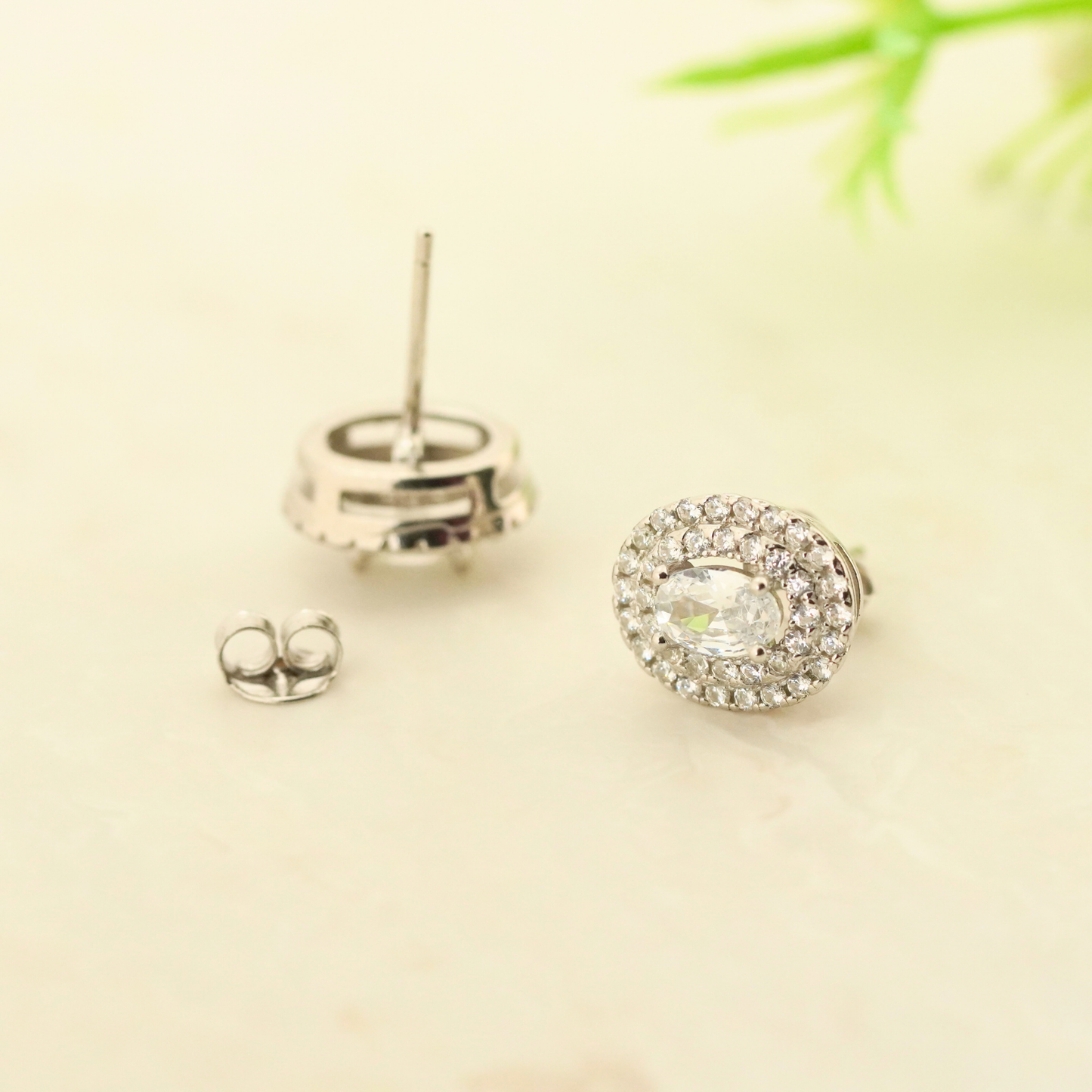 White Radiance Rhodium Earrings
