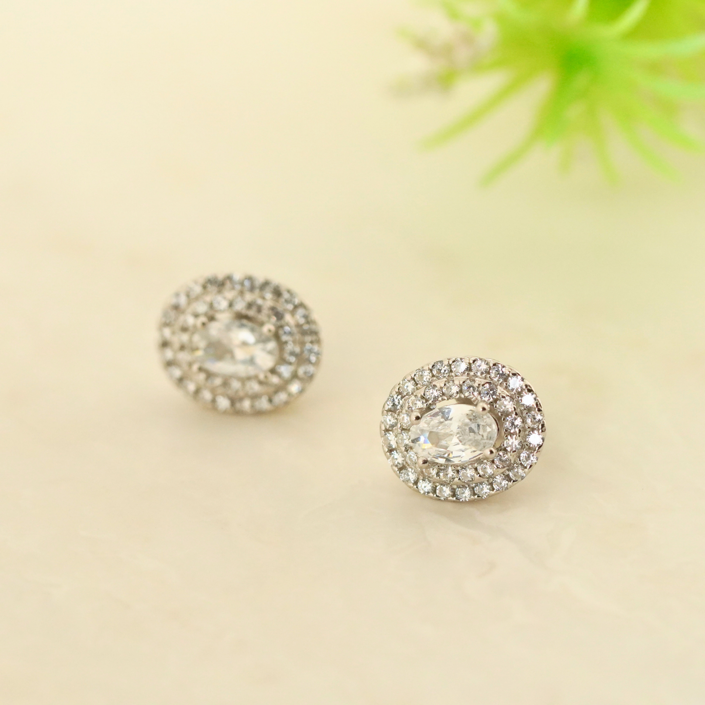 White Radiance Rhodium Earrings