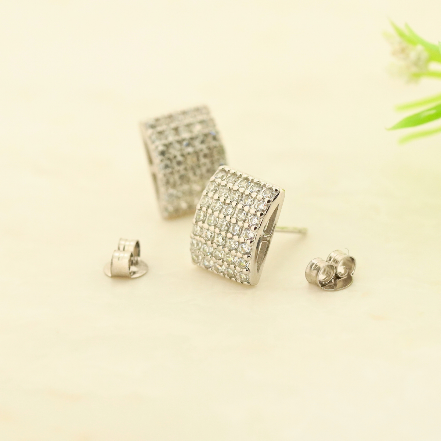 Gridlock Rhodium Earrings