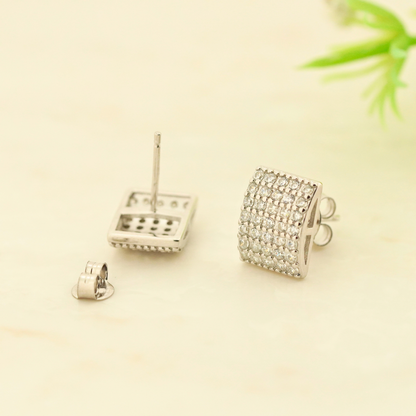 Gridlock Rhodium Earrings