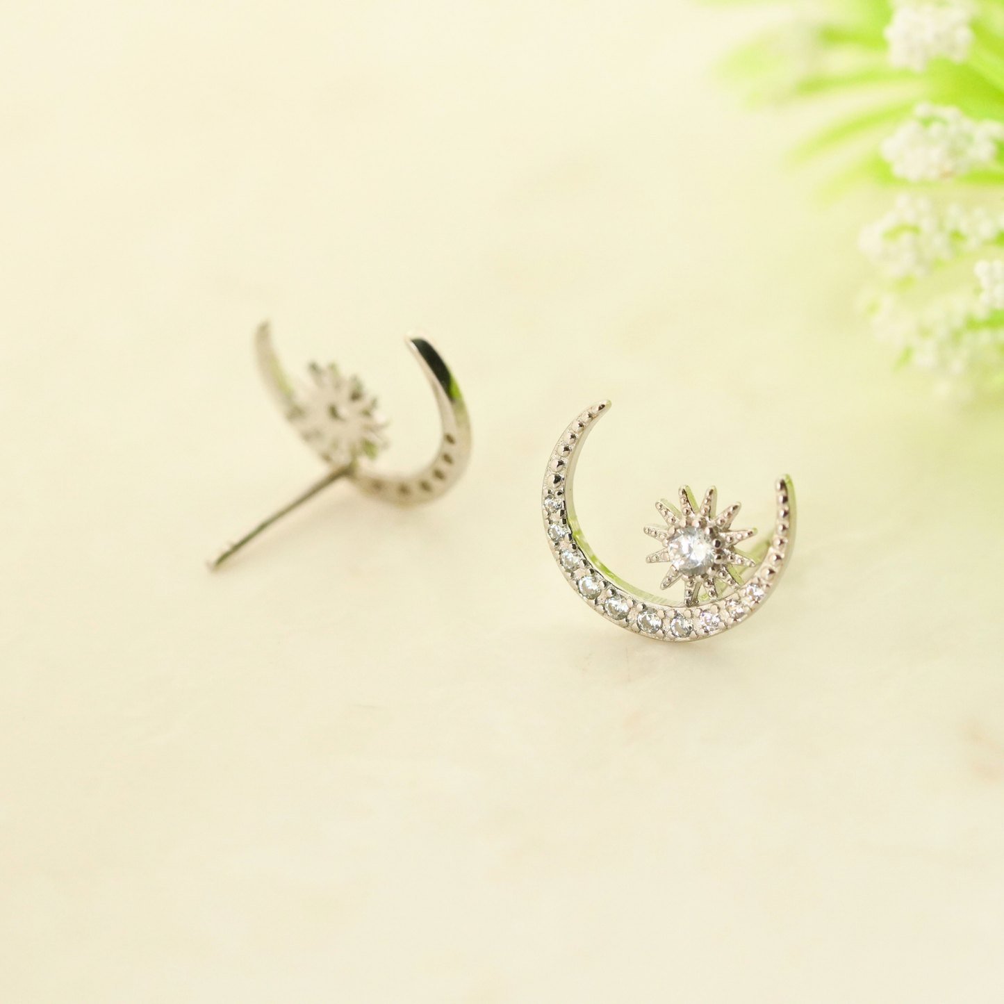 Cosmic Pair Rhodium Earrings