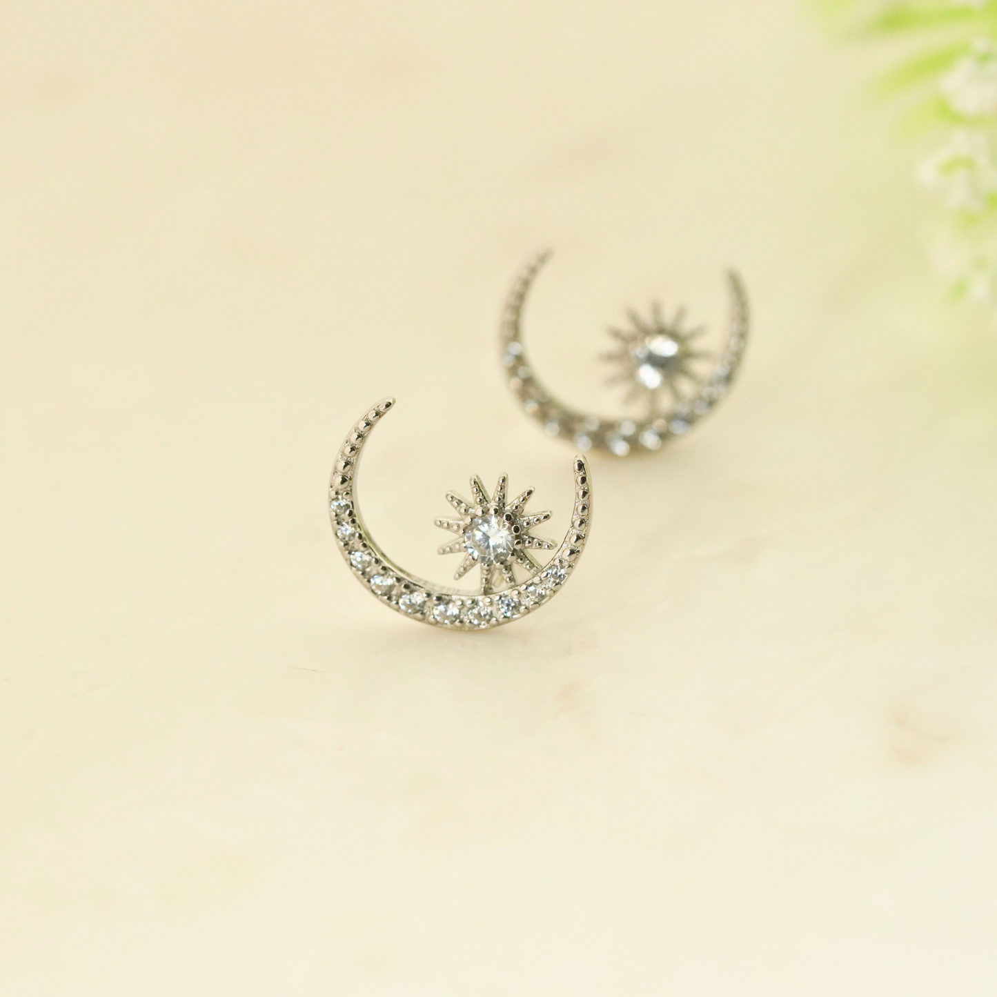 Cosmic Pair Rhodium Earrings