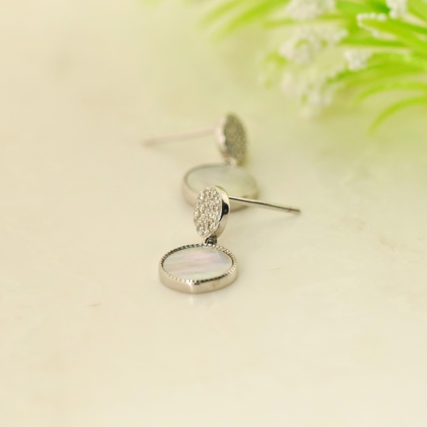 Lunette Rhodium Earrings