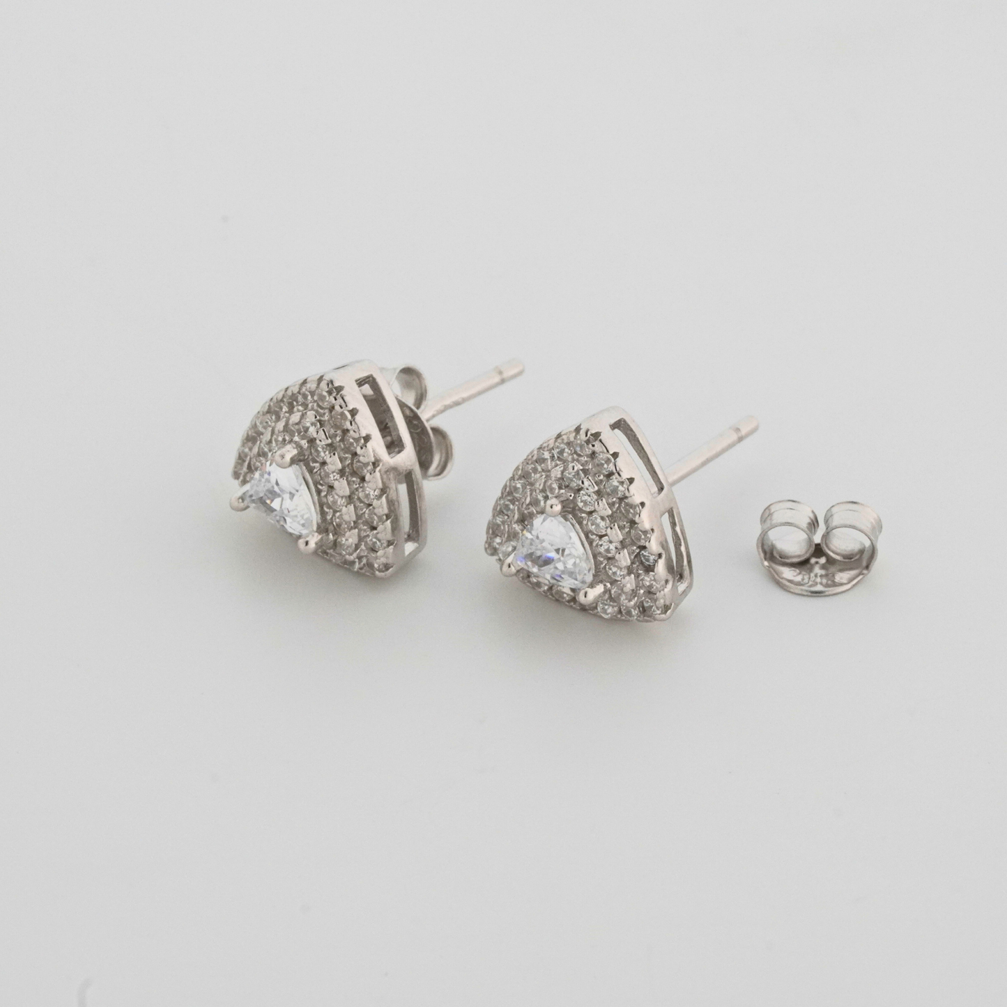 White Trielle Rhodium Earrings