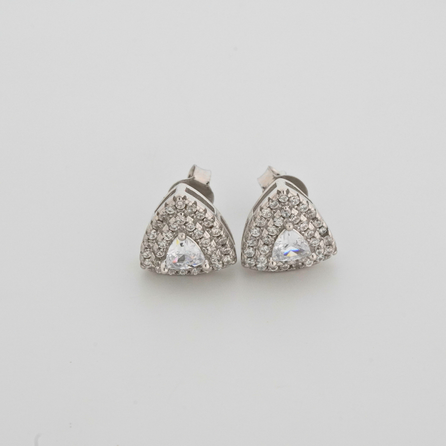 White Trielle Rhodium Earrings