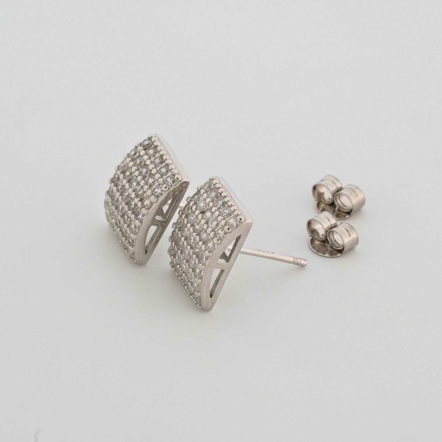 Gridlock Rhodium Earrings