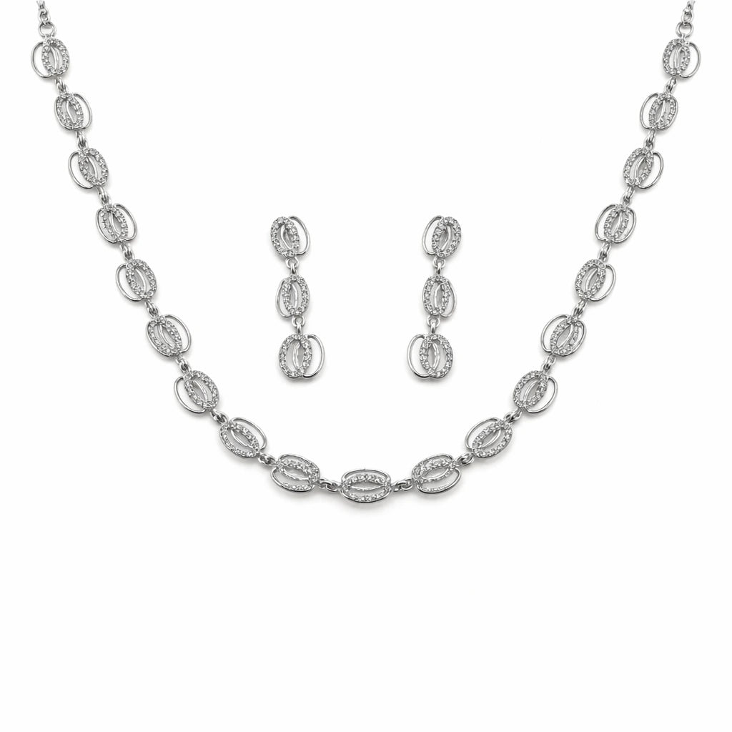 Bling Links Rhodium Necklace Set 3
