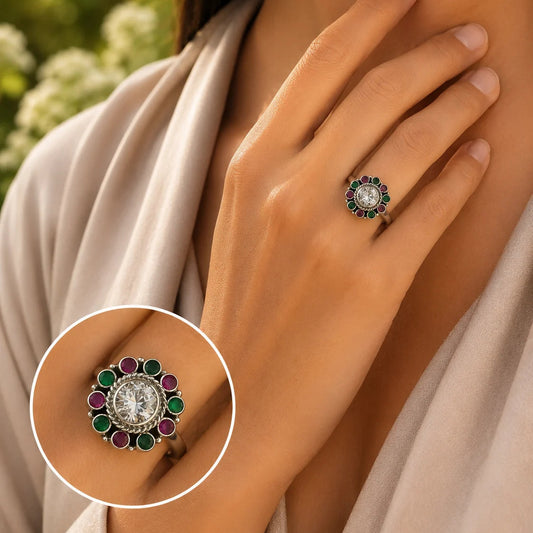 Chitra Oxidised Adjustable Ring for Women 2