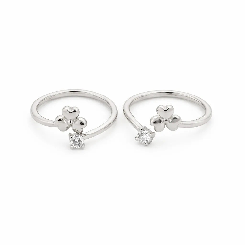 Clover Rhodium Toe Rings 9