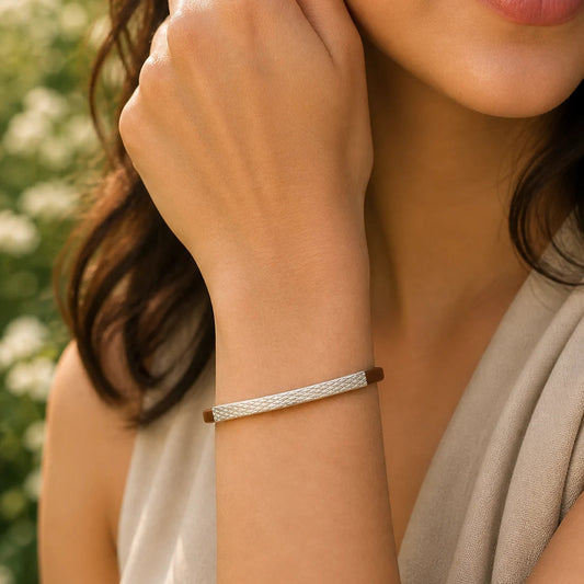 Commuter Rubbeer & Silver Bracelet for Women 2