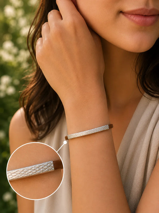 Commuter Rubbeer & Silver Bracelet for Women 2