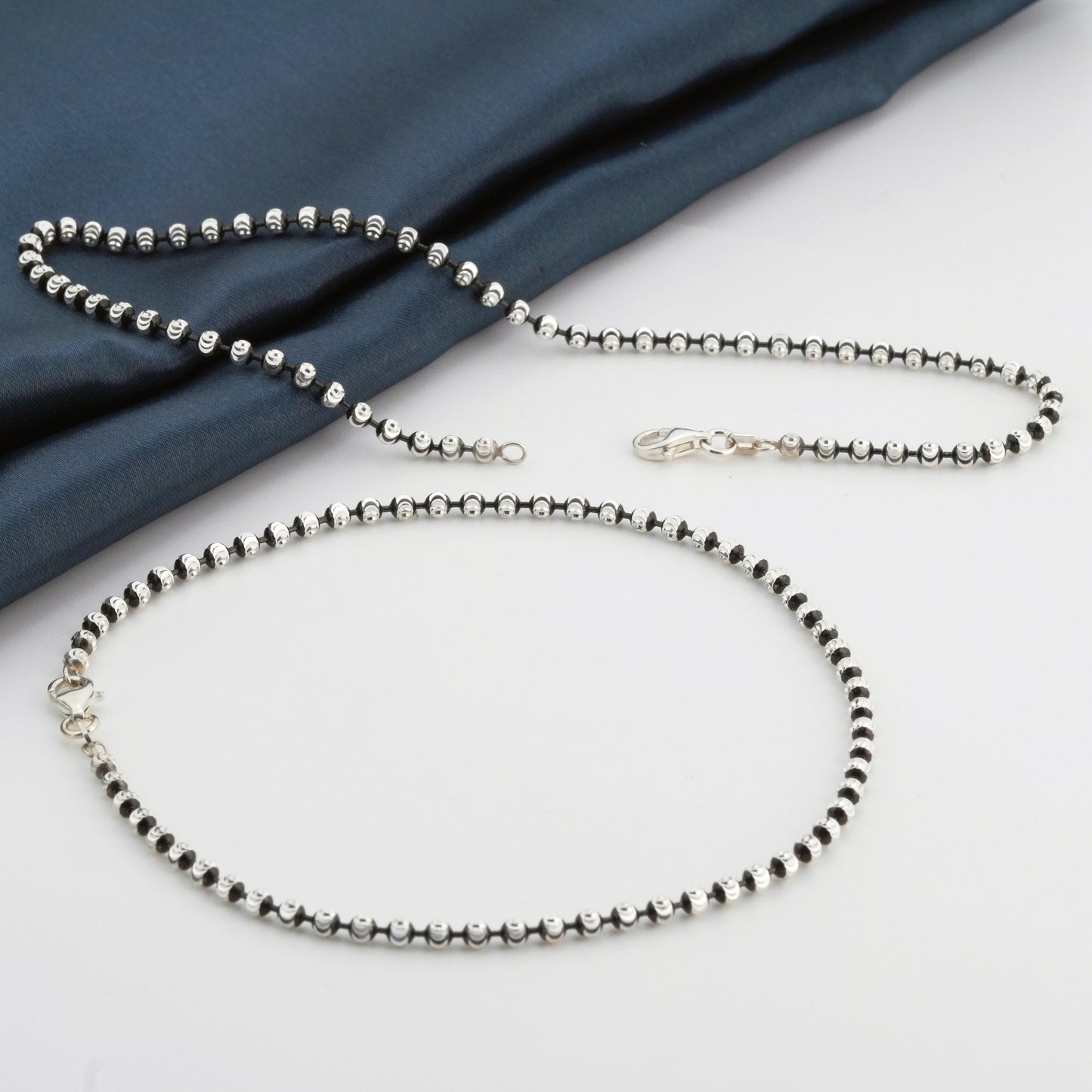 Droplets Minimal Rhodium Anklet