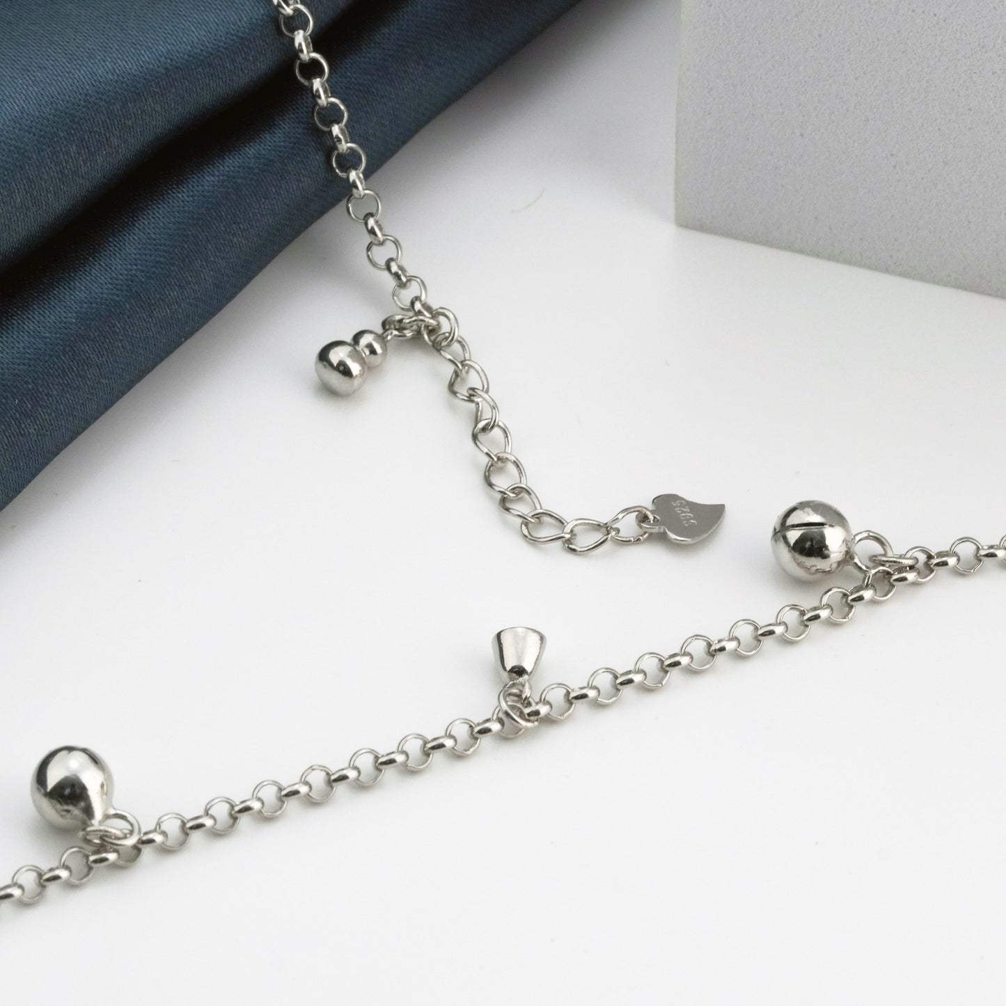 Jingle & Bells Rhodium Anklet
