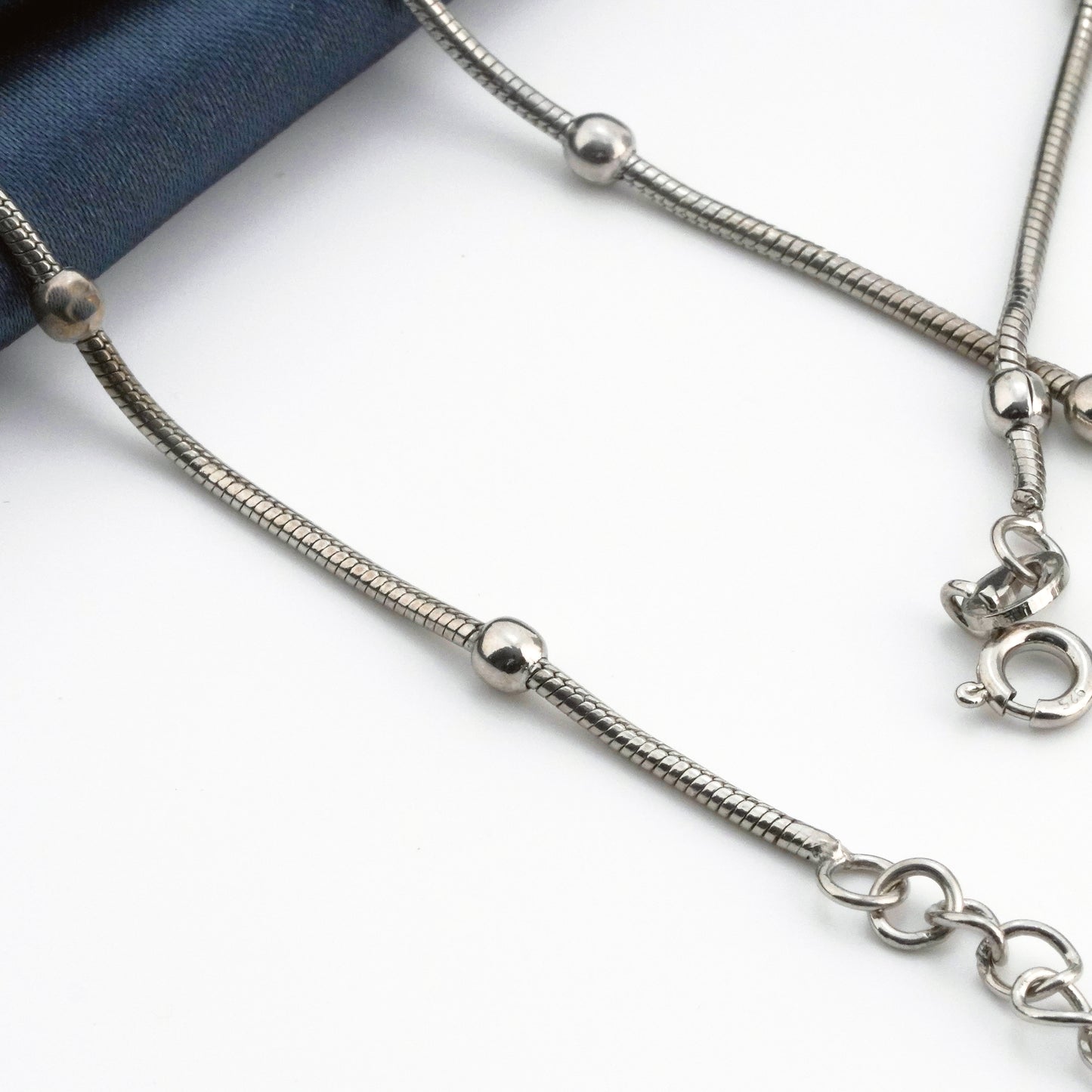 Studded Snake Rhodium Anklet