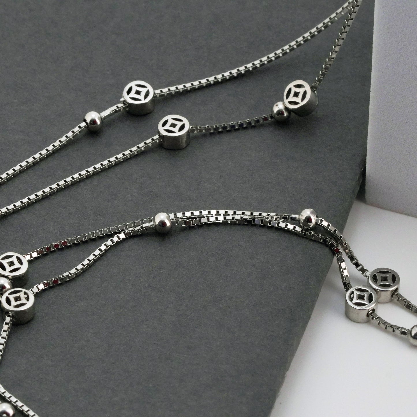 Layers Minimal Rhodium Anklet