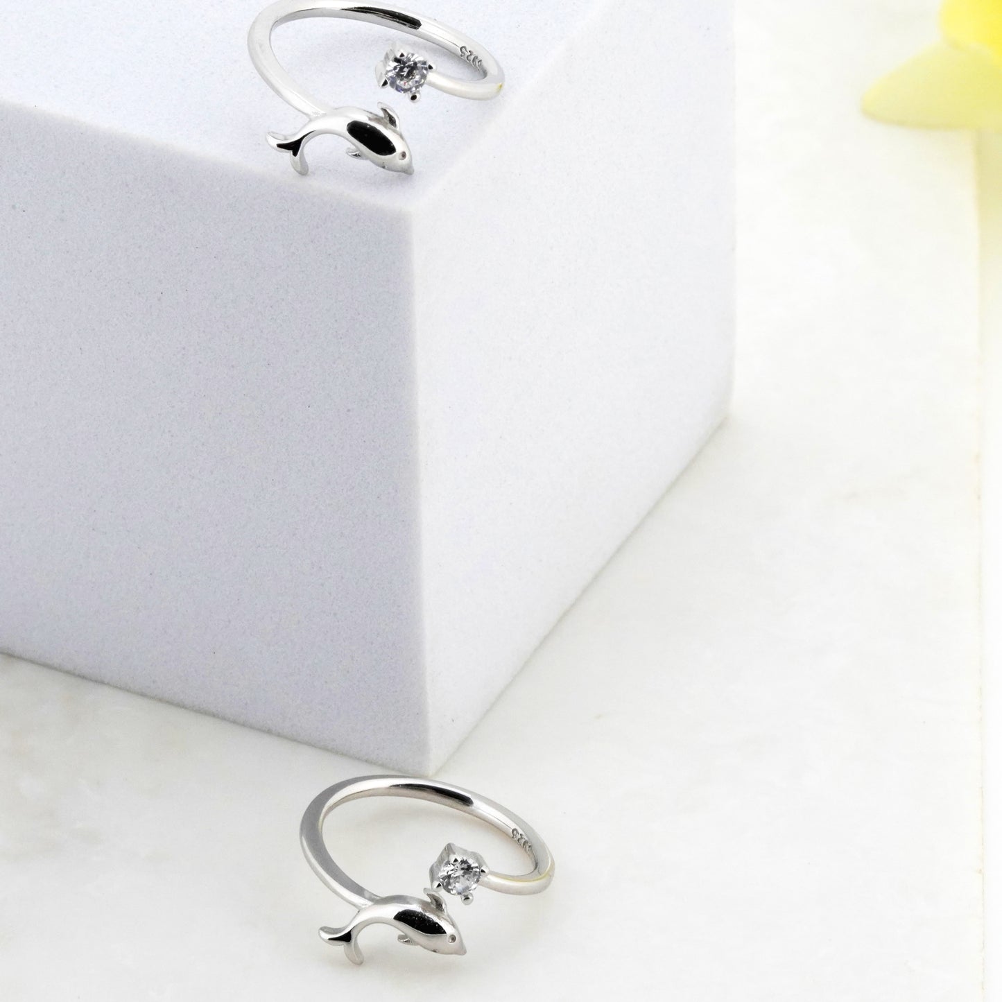 Dolphin Rhodium Toe Rings