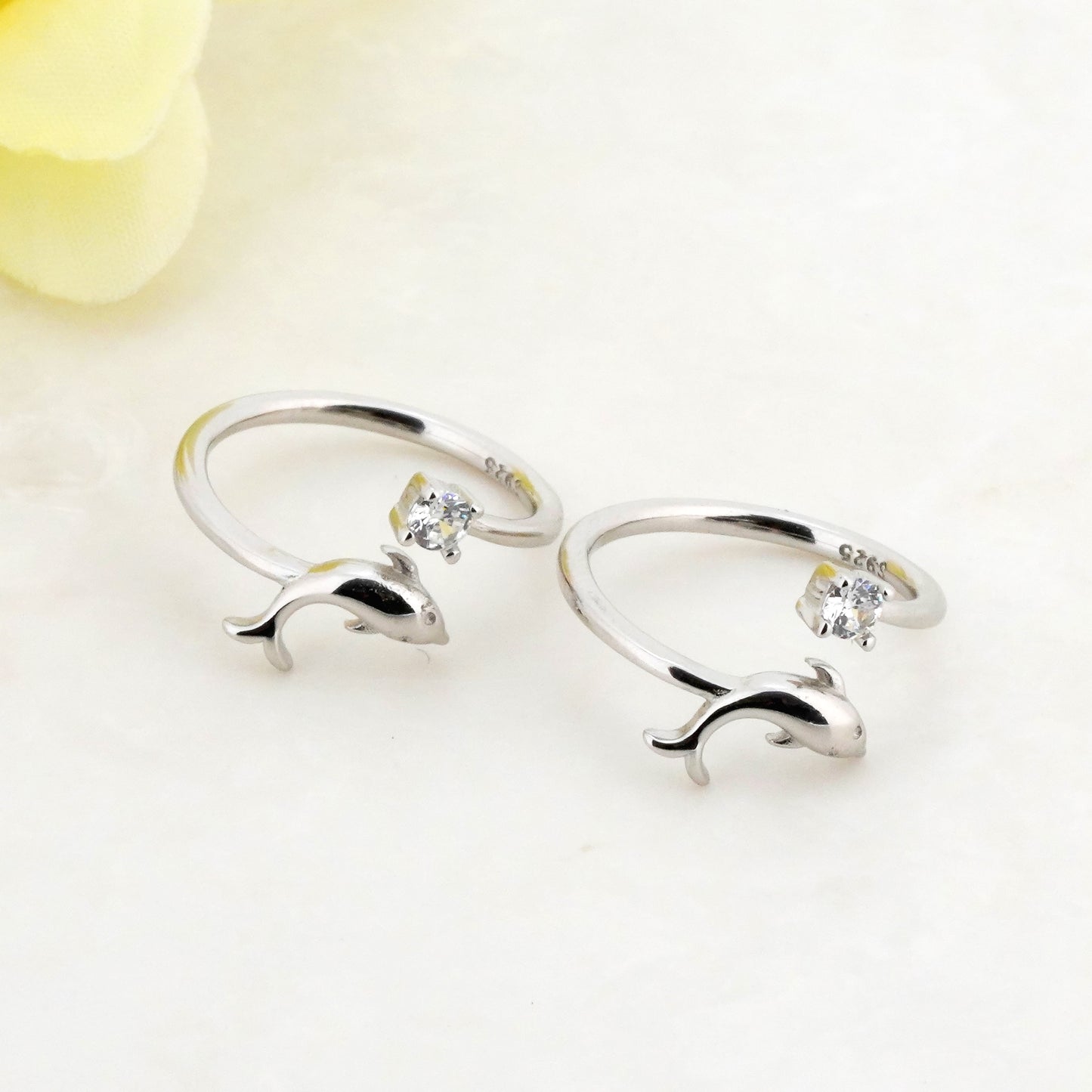 Dolphin Rhodium Toe Rings