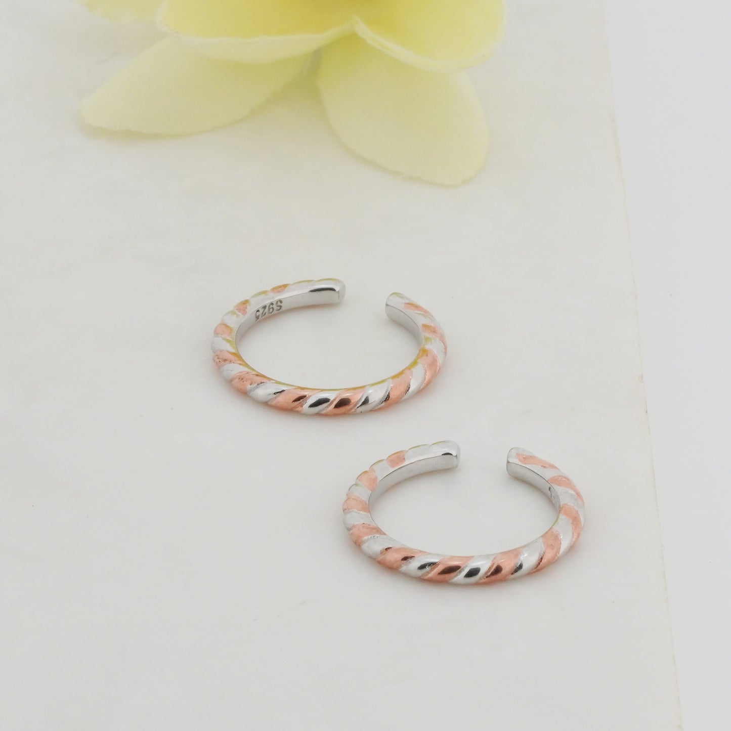 Braids Rose Gold + Rhodium Toe Rings