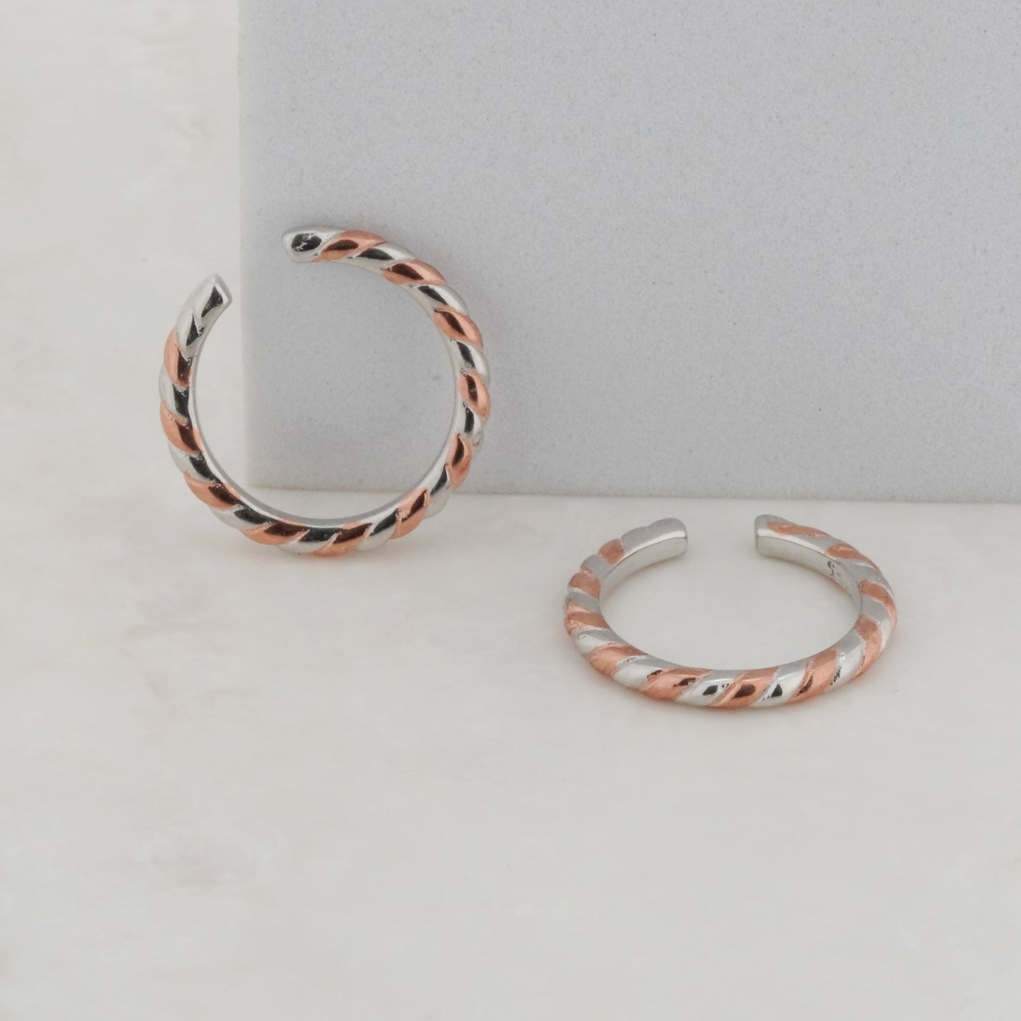Braids Rose Gold + Rhodium Toe Rings