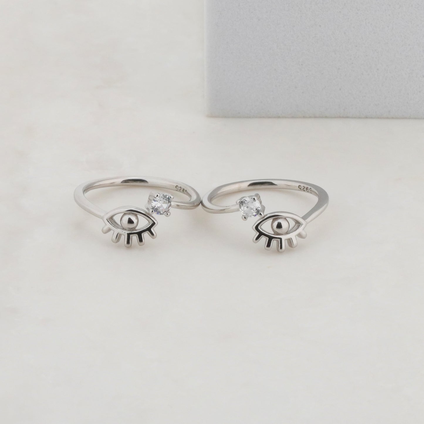 Eyes and Gems Rhodium Toe Rings