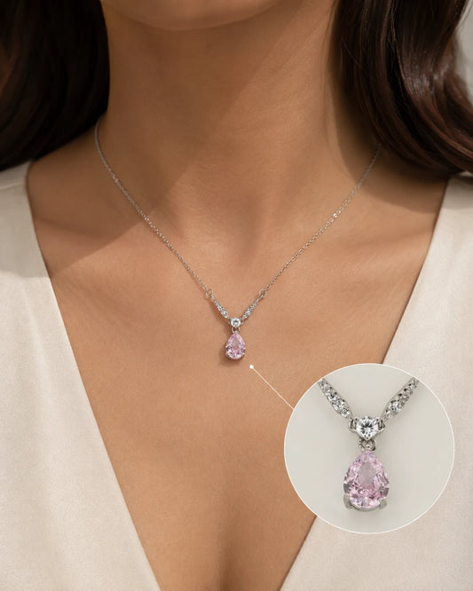 Desire Blush Studded Rhodium Necklace 2