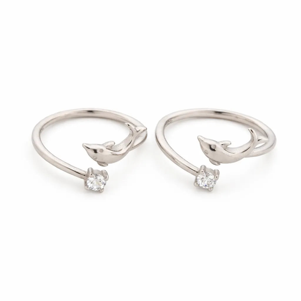 Dolphin Rhodium Toe Rings 10