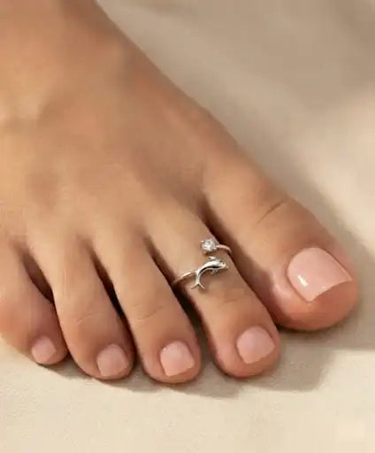 Dolphin Rhodium Toe Rings 9