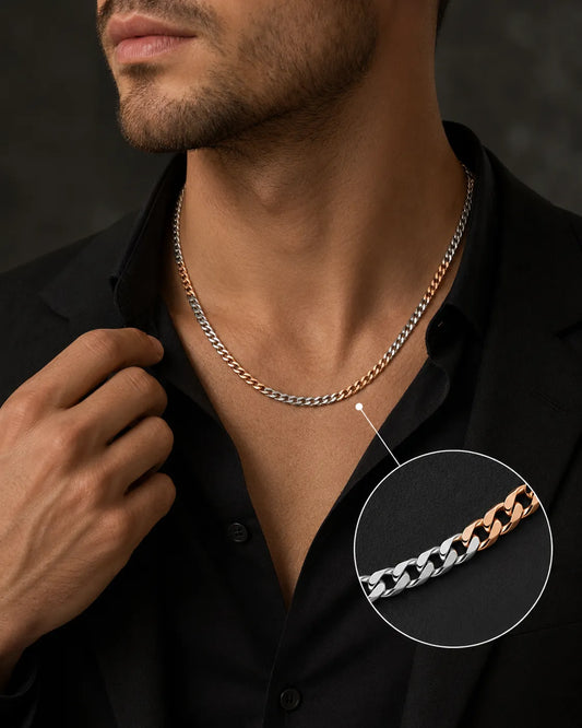 Duocore Rose Gold & Rhodium Chain for Men 2