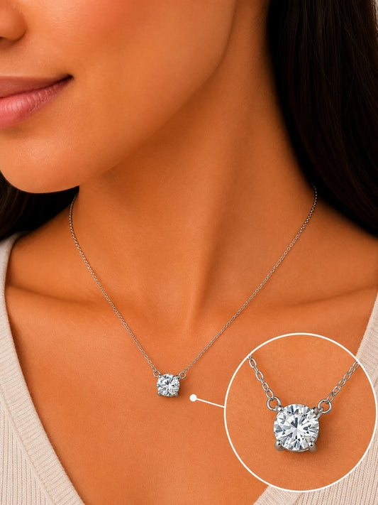 Expression White Studded Rhodium Necklace 2