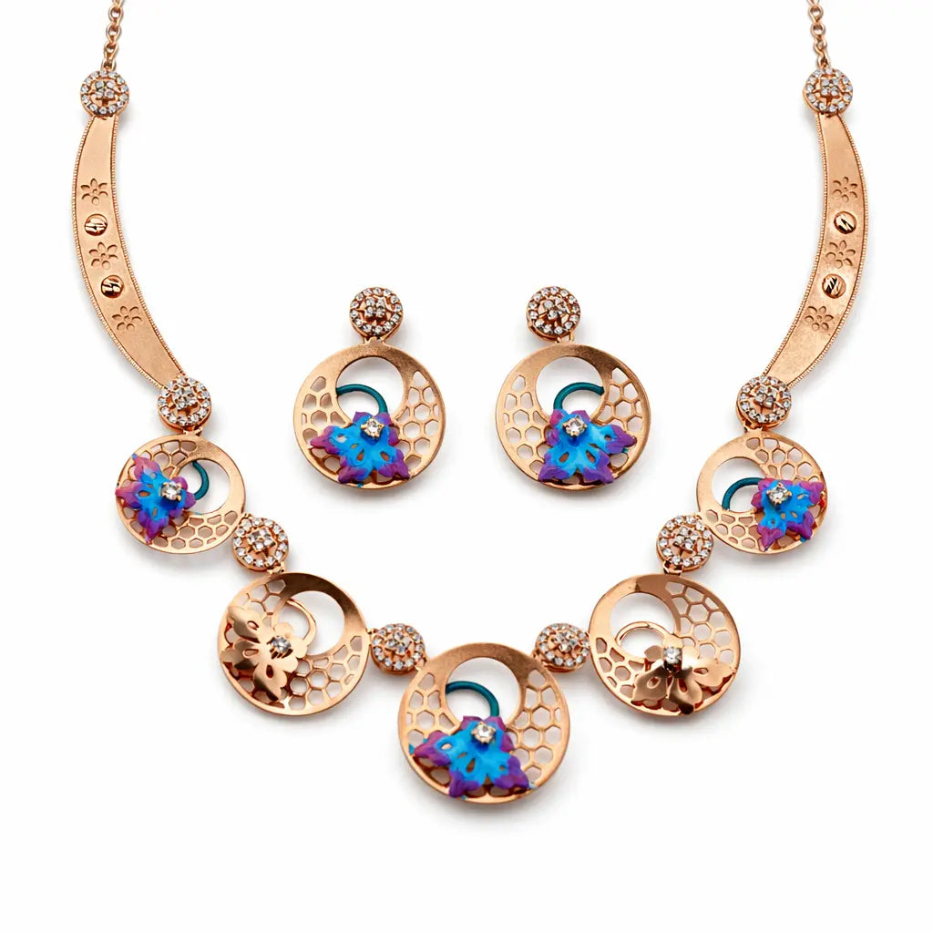 Flora Rose Gold Necklace Set 3