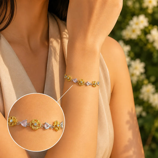 Golden Bloorn Gold Plated & Rhodium Bracelet for Women 2