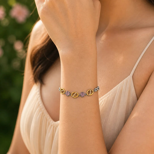 Golden Sheen Gold Plated & Rhodium Bracelet for Women 2
