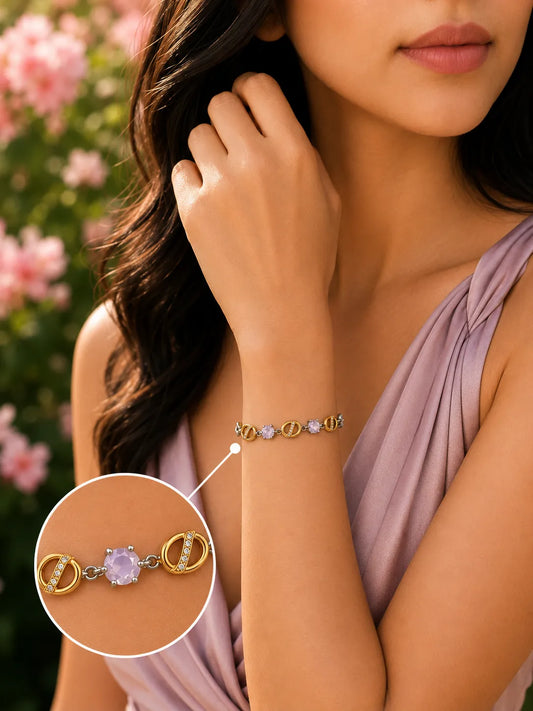 Golden Sheen Gold Plated & Rhodium Bracelet for Women 2