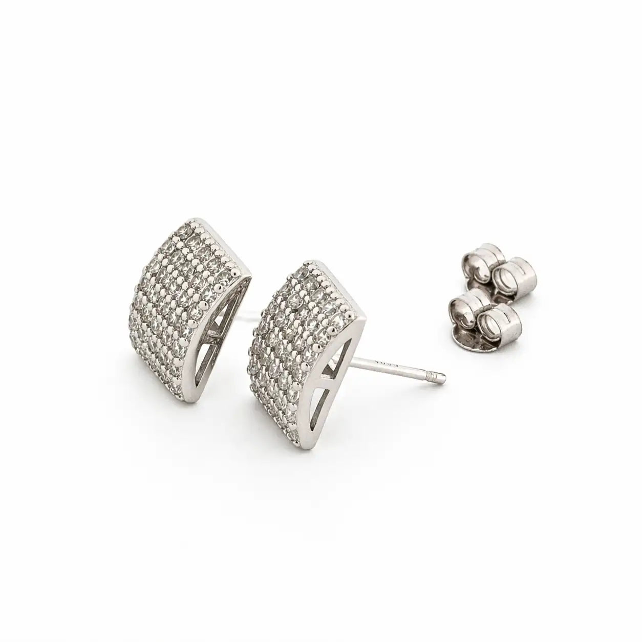 Gridlock Rhodium Earrings 10