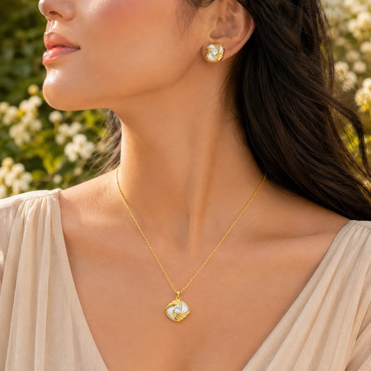 Heritage Gold Plated MOP Pendant Set 2