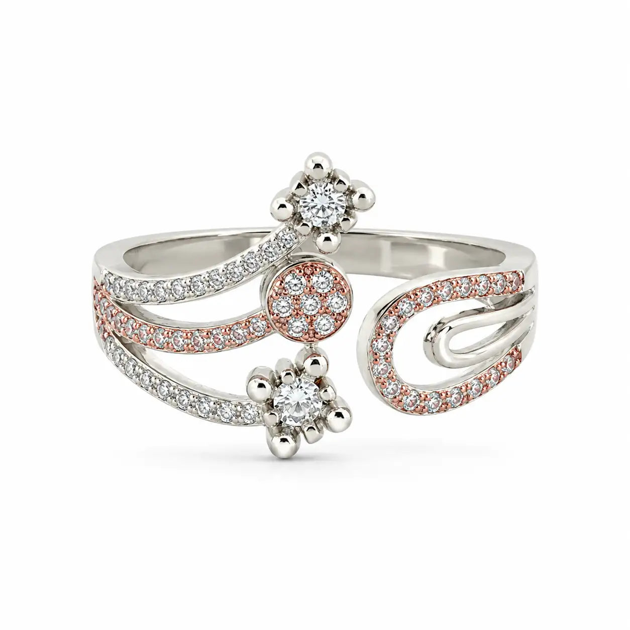Imperia Rose Gold & Rhodium Adjustable Ring for Women 3