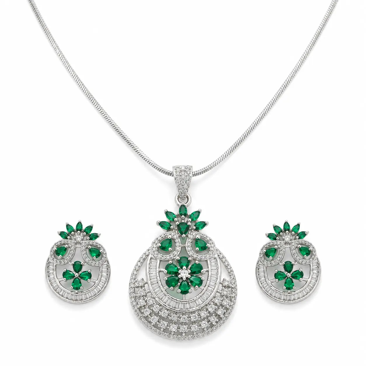 Inspired Studded Pendant Set with Chunky Snake Chain 3