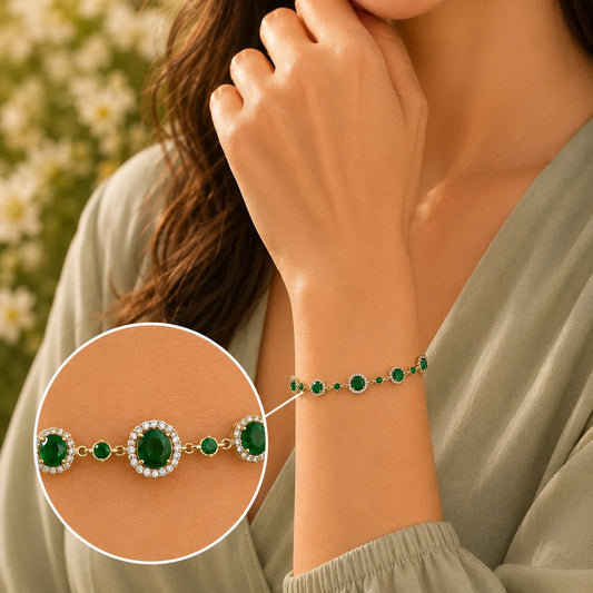 Jade Empress Studded Rhodium Bracelet for Women 2