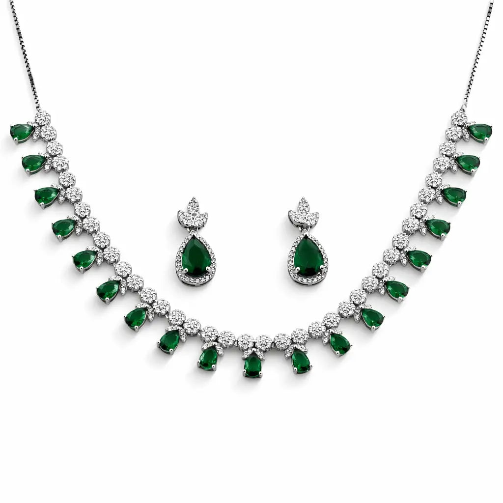 Jaded Beauty Rhodium Necklace Set 3
